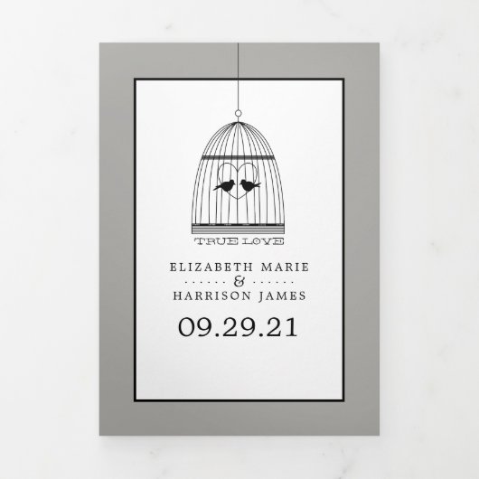  hart Vogelkooi, Silver Wedding Suite Drieluik Uitnodiging (Cover)