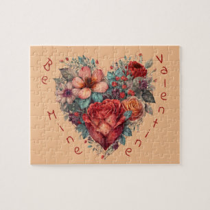 Hart vol bloemen vintage Valentijn Legpuzzel