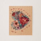 Hart vol bloemen vintage Valentijn Legpuzzel (Verticaal)
