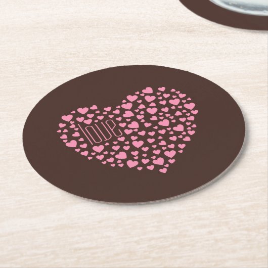 Hart vol hart liefdesroze ID733 Ronde Kartonnen Onderzetter (Gebogen)
