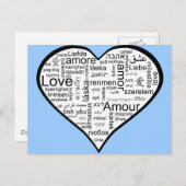 Hart vol liefde in verschillende talen briefkaart (Voorkant / Achterkant)