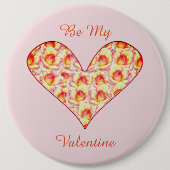 Hart vol met Rozen Valentijn Pin Ronde Button 6,0 Cm (Voorkant)