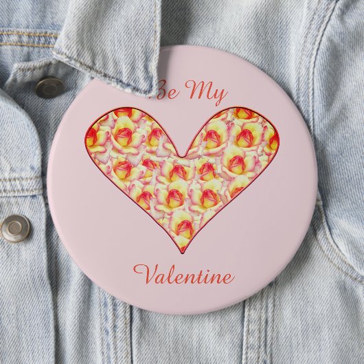 Hart vol met Rozen Valentijn Pin Ronde Button 6,0 Cm (In situ)