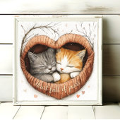 Hart Vol Spint Kat Knuffels Poster Wall Art
