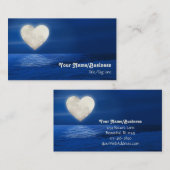 Hart Volle Maan Over Water Met Sneeuwbedekt Strand Visitekaartje (Voorkant / Achterkant)