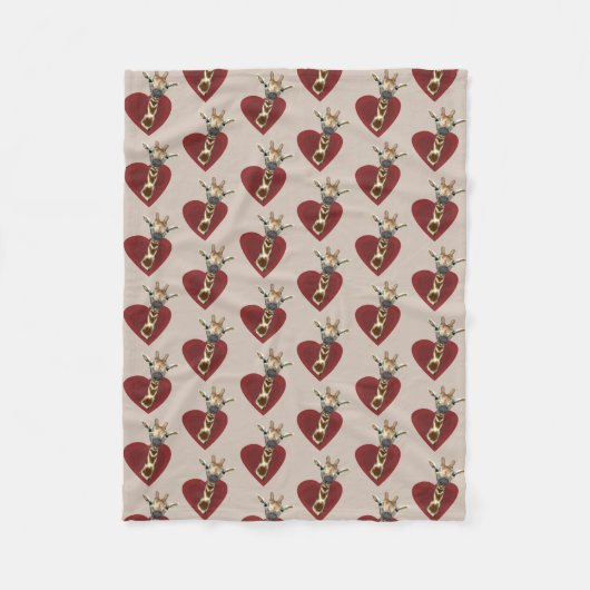 Hart voor Giraffes Fleece Deken (Voorkant)