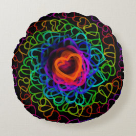 Hart voor harten Groovy Rainbow Rond Kussen