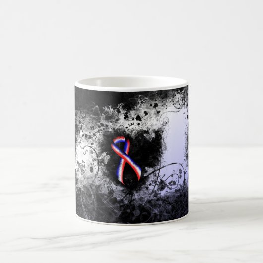 Hart voor rode, witte en blauwe lintje koffiemok (Center)