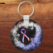 Hart voor rode, witte en blauwe lintje sleutelhanger (Voorkant)