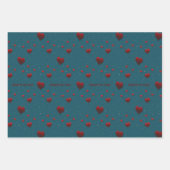 Hart voor u rood harten blauw achtergrondpatroon inpakpapier vel (Voorkant)