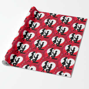 Hart Voorstel Silhouet Rood Cadeaupapier