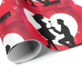 Hart Voorstel Silhouet Rood Cadeaupapier (Rol Hoek)
