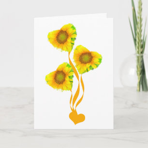 Hart Vorm Boeket van Zonnebloemen Valentijns Kaart