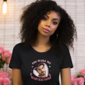 Hart Vorm Custom Foto Valentijn T-shirt, Hartslag T-shirt