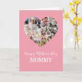 Hart vorm foto collage mam roze Moederdag Kaart (Gele Bloem)