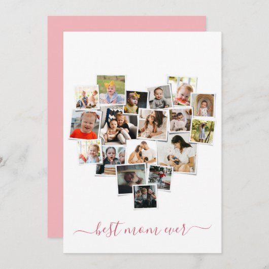 Hart Vorm Fotocollage Moederdag Kaart (Voorkant / Achterkant)