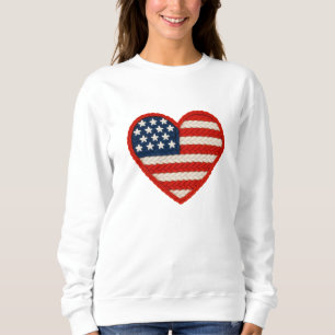 Hart Vorm Gebreid Garen Amerikaanse vlag kunstwerk Trui