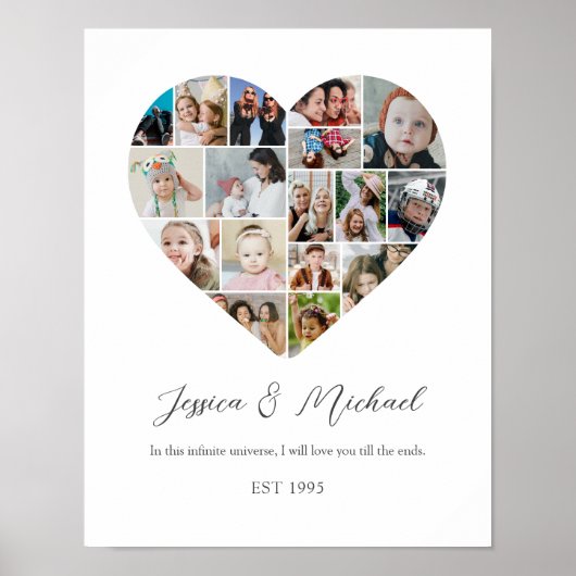 Hart Vorm Liefde Foto Collage Bruiloft Jubileum Poster (Voorkant)
