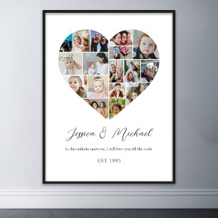 Hart Vorm Liefde Foto Collage Bruiloft Jubileum Poster