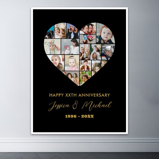 Hart Vorm Liefde Foto Collage Bruiloft Jubileum Poster