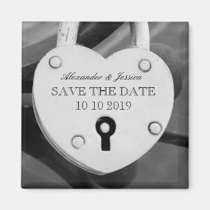 Hart vorm liefde slot foto Save the date magneet
