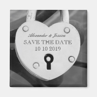Hart vorm liefde slot foto Save the date magneet