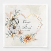 Hart Vorm Lijst Pompoen Wildbloemen Bruiloft Servet (Voorkant)