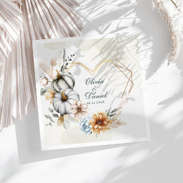 Hart Vorm Lijst Pompoen Wildbloemen Bruiloft Servet