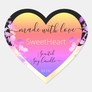 Hart Vorm Product Verpakkingslabels Rainbow Gold Sticker