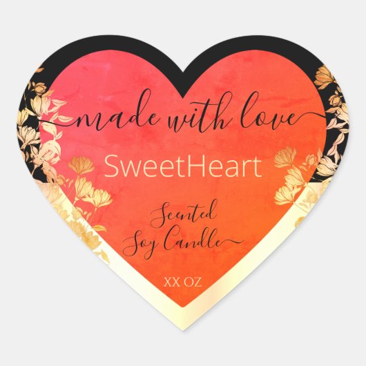 Hart Vorm Product Verpakkingslabels Sinaasappel &  Hart Sticker (Voorkant)