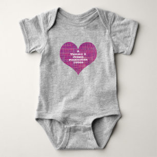 Hart vorm productie roze raster Baby, één stuk Romper