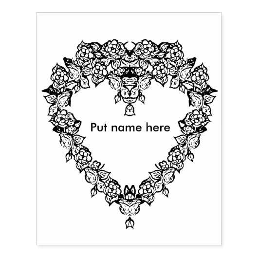 Hart vorm roos patroonrand 2 kunst stempel (Afrduk)