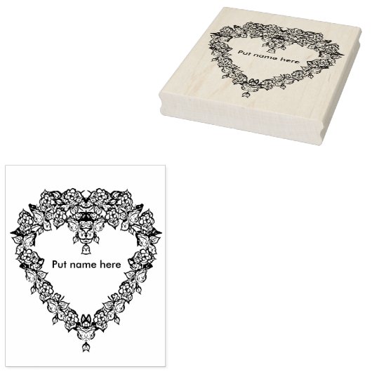 Hart vorm roos patroonrand 2 kunst stempel (Gestempeld)