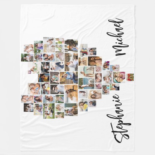 Hart Vormde Foto Collage 51 Afbeeldingen Couples Fleece Deken (Voorkant)