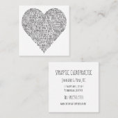 Hart-vormige Chiropractische Word Collage Vierkante Visitekaartje (Voorkant / Achterkant)