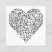 Hart-vormige Chiropractische Word Collage Vierkante Visitekaartje (Voorkant)