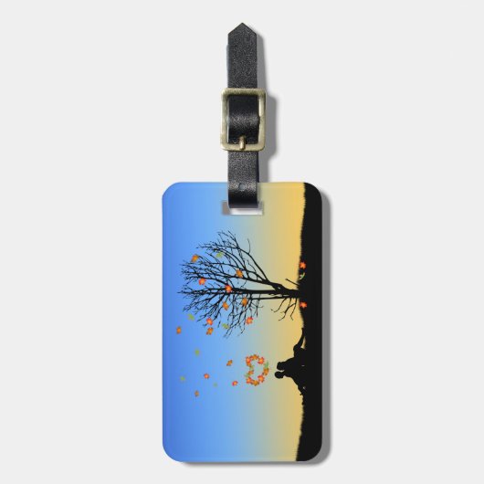 Hart-vormige herfst lekt paar bagagelabel (Voorkant verticaal)