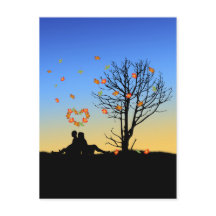 Hart-vormige herfst lekt paar