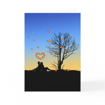 Hart-vormige herfst lekt paar