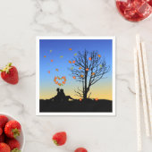 Hart-vormige herfst lekt paar servetten (Insitu)