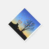 Hart-vormige herfst lekt paar servetten (Hoek)