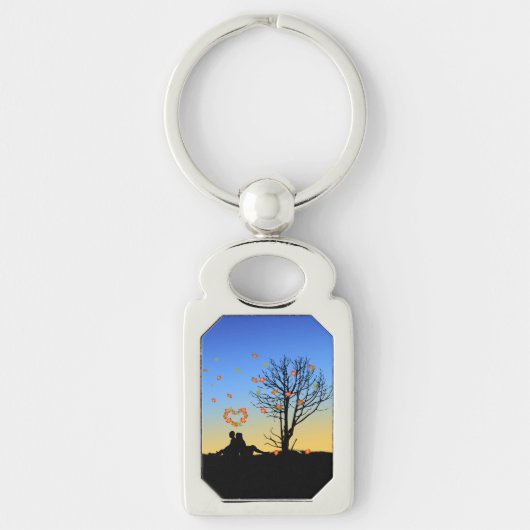 Hart-vormige herfst lekt paar sleutelhanger (Voorkant)