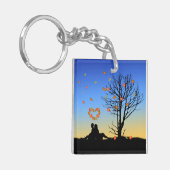 Hart-vormige herfst lekt paar sleutelhanger (Voorkant Links)