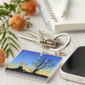 Hart-vormige herfst lekt paar sleutelhanger (Voorkant Rechts)