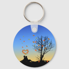 Hart-vormige herfst lekt paar sleutelhanger