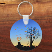 Hart-vormige herfst lekt paar sleutelhanger (Voorkant)