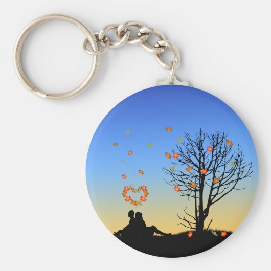 Hart-vormige herfst lekt paar sleutelhanger (Voorkant)