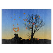 Hart-vormige herfst lekt paar snijplank (Voorkant)