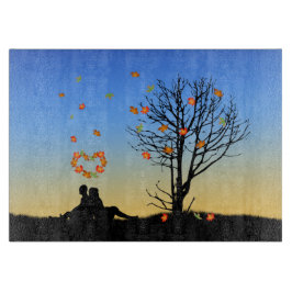 Hart-vormige herfst lekt paar snijplank