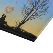 Hart-vormige herfst lekt paar snijplank (Hoek)